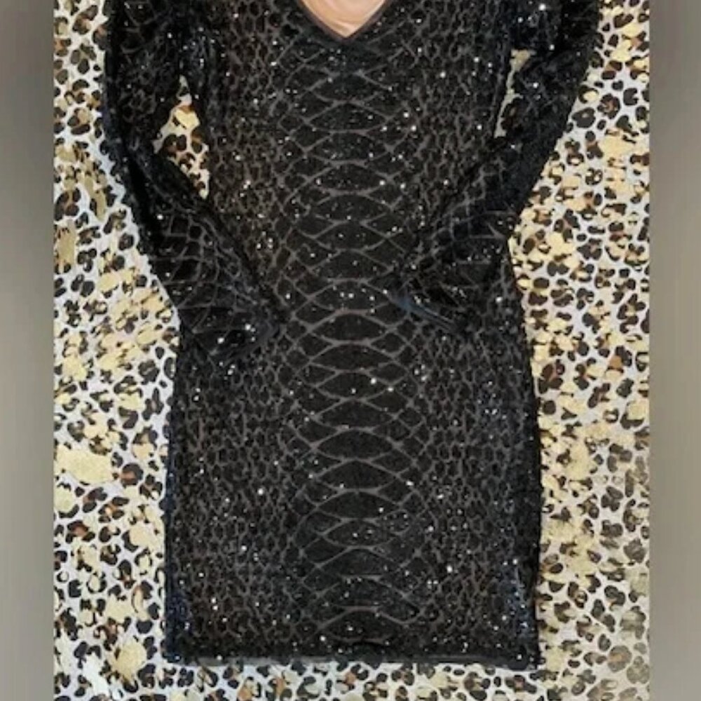 Bcbg Maxazria Sabryna Long Sleeve Python Sequin D… - image 3
